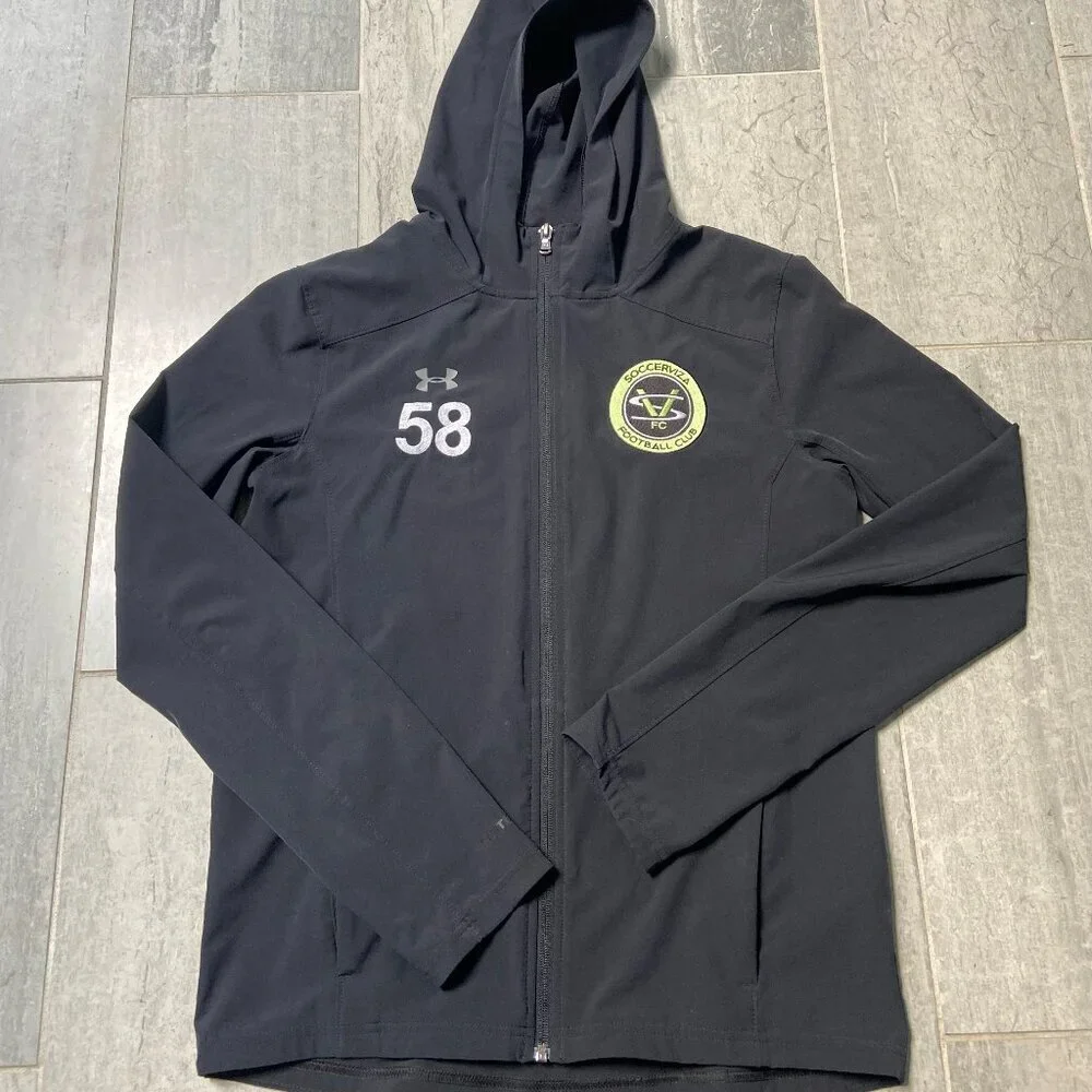 Under Armour Storm Rain Jacket Hooded Loose Fit Water-Resistant Black Youth XL